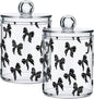 ALAZA 4pcs Black White Bow Polka Dots Qtip Holder Dispenser 14 oz Bathroom Storage Clear Apothecary Jars Containers Cotton Ball,Cotton Rounds,Floss Picks, Hair Clips, Food