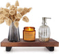 Farmhouse Wooden Bathroom Tray Small Kitchen Countertop Trays Decorative Wood Riser Pedestal Stand Dish Soap Dispenser Holder for Kitchen Counter Bathroom Sink Organizer Accessories Decor Vanity Tray