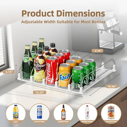 HIYOHIYO 5 Row Auto-Push Drink Organizer for Fridge, Self Pushing Soda Can Dispenser for Refrigerator, Automatic Drink Dispenser for Fridge, Holds up to 25 Cans