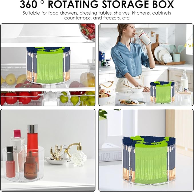 Drink Packet Organizer, Round Rotating Turntable with 4 Compartments, Lazy Susan Storage for Flavor Packets, Drink Mixes, and Water Enhancers – Countertop Organizer (1pc)