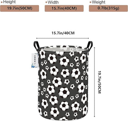 Round Soccer Laundry Basket,Collapsible Laundry Hamper for Nursery,Football Toy Storage Bin for Kids Boys,Waterproof Storage Basket for Home,Bedroom,Playroom(Soccer)