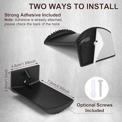 Dntorx 2.9 Inch Hat Hooks for Wall, 8 Pack Cowboy Hat Holder Wide Brimmed Hat Rack Organizer Strong Adhesive Cowboy Hat Hangers Storage Wall Mount for Cowboy, Sun Hats, Baseball Caps (Black)