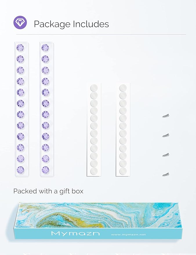 Acrylic Necklaces Holder Wall Mounted Necklace Hangers Hanging Jewelry Organizer with 12 Hooks, Clear Jewelry Hangers for Necklace Organizer for Girls Women, Necklace Hooks for Wall (Purple, 2 Pack)
