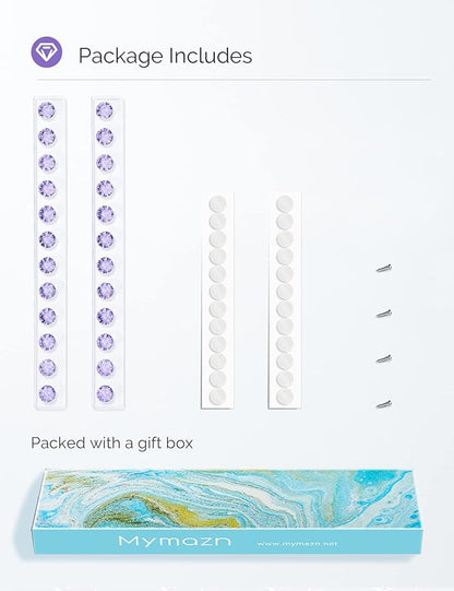 Acrylic Necklaces Holder Wall Mounted Necklace Hangers Hanging Jewelry Organizer with 12 Hooks, Clear Jewelry Hangers for Necklace Organizer for Girls Women, Necklace Hooks for Wall (Purple, 2 Pack)