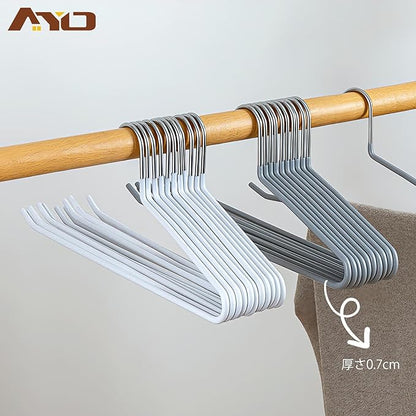AYO Pants Hangers, 10-Piece Set, Non-Slip, for Slacks, Single Pants, Non-Tracing, for Denim Applications, Long Skirt Hangers, Space Saving, Durable, Black