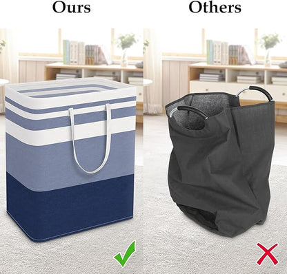 StorageRight Laundry Basket Hamper Large Collapsible Laundry Hamper with Easy Carry Handles，Freestanding Clothes Hampers for Laundry, Bedroom, Dorm, Clothes, Towels, 125L, Gradient Blue