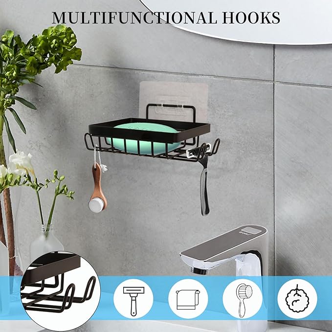 Carrie Joe Soap Holder Self Draining Soap Dish Razor Holder for Shower Wall Not Punched Easy Clean Bar Soap Holder Fit for Bathroom, Kitchen Sink