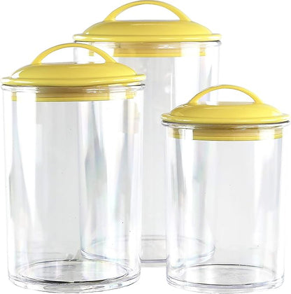 Food Storage Containers, BPA Free Airtight Canisters for Cereal, Pasta, Sugar, Coffee, Flour, Cookies, Loose Tea, for Kitchen Organization Set of 3 Lemon by Reston Lloyd
