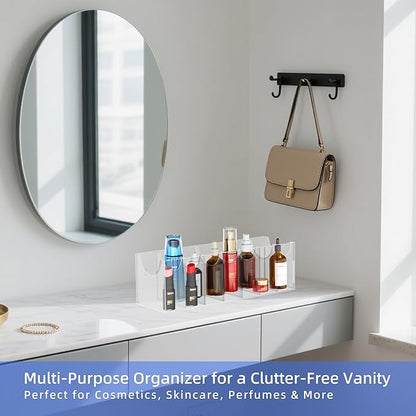 Acrylic Belt Organizer Box with 7 Compartments, Wall-Mount or Desktop Belt Storage for Men & Women, Holds Large Buckle Belts, Transparent Belt Holder for Closet Drawer Dresser (7 Compartments)