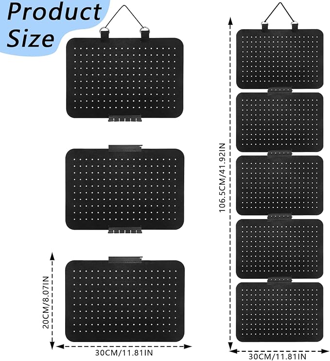 Hanging Enamel Lapel Pin Organizer with 5 Loose-leaf Board Pieces, Removable Hanging Brooch Pin Storage Display Pages, Enamel Pin Display Panels for at Least 210 Pins (Removable)