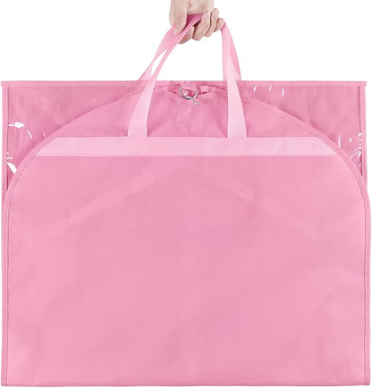 KEEGH Clear Garment Bags for Dance Costumes 40 inch Dance Garment Bags for Dancers Hanging Clothes for Closet Storage, with 4 Zipper Pockets for Dance Competitions, Ballet, Theatre, 6 Pack, Pink