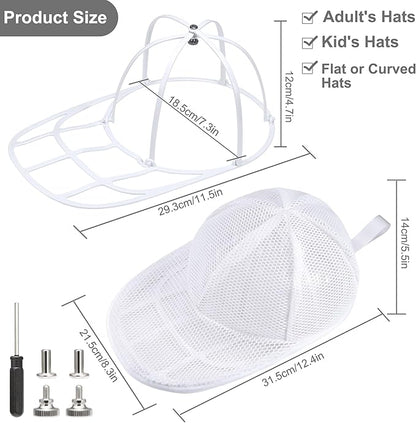 MAGTSMEI Hat Washer Cage for Washing Machine, Hat Washer Cage，Baseball Cap Washing Cage,Cleaning and Protecting Hats in Dishwasher (White 2 Pack)