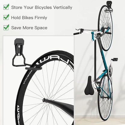 Housolution Bike Wall Mount with Fixed Hook, [2 Pack] Heavy Duty Bike Storage Rack, Bike Rack Vertical Stand for Garage - Easily Hang/Detach - with Screws Iron Bike Hanger Brackets