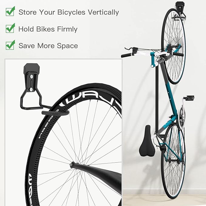 Housolution Bike Wall Mount with Fixed Hook, [6 Pack] Heavy Duty Bike Storage Rack, Bike Rack Vertical Stand for Garage - Easily Hang/Detach - with Screws Iron Bike Hanger Brackets