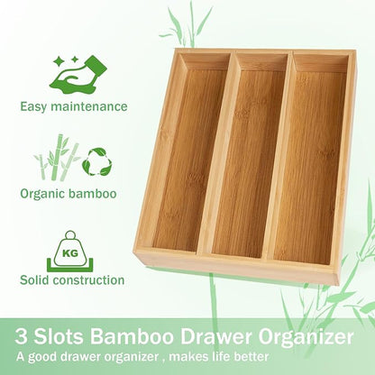 Fibogollo Silverware Organizer Bamboo Kitchen Drawer Organizer Kitchen Utensil Organizers, Flatware Organizer Tray for Flatware, Utensils(Natural)