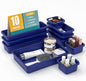 10 PCS Drawer Organizer Set, 4 Size Makeup Drawer Divider Organizer With Non-Slip Pads, Interlocking Plastic Storage Bins for Office,Jewelry Vanity,Gadgets, Bathroom,Kitchen, Navy