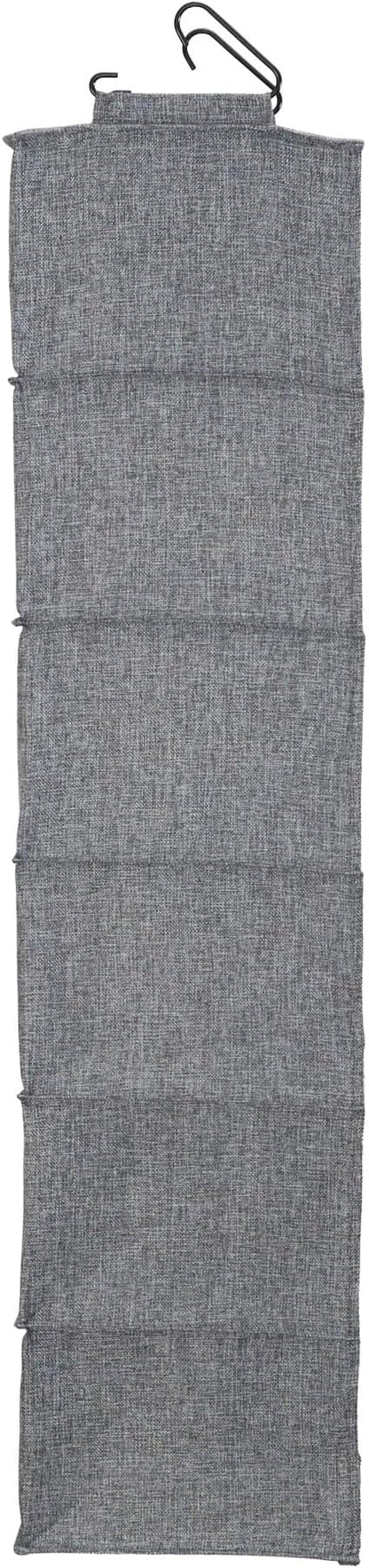 Household Essentials 6 Shelf Hanging Closet Organizer, Hanging Closet Shelf, Fabric Poly Linen and PEVA Shelving