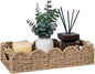 CubesLand Bathroom Basket Organizer w/Cut Out Handle, Back of Toilet Paper Storage Baskets for Bathroom Countertop Decorative, Small Scalloped Wicker Basket Also for Home Decor, Living Room, Neutral