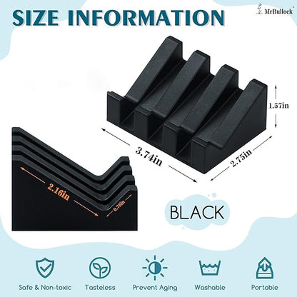 Self Draining Silicone Soap Dish for Shower & Kitchen - Non-Slip Waterfall Bar Soap Holder Tray, Soap Saver Keeps Soap Dry, Easy to Clean & Hygienic (Black, 1 Pack)