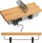 TOPIA HANGER Pants Hangers 10 Pack, Bamboo Clothes Hangers with Black Clips and Rotatable Hook, Durable Natural Wooden Hangers for Skirts, Pants, Jeans, Shorts - CTS04