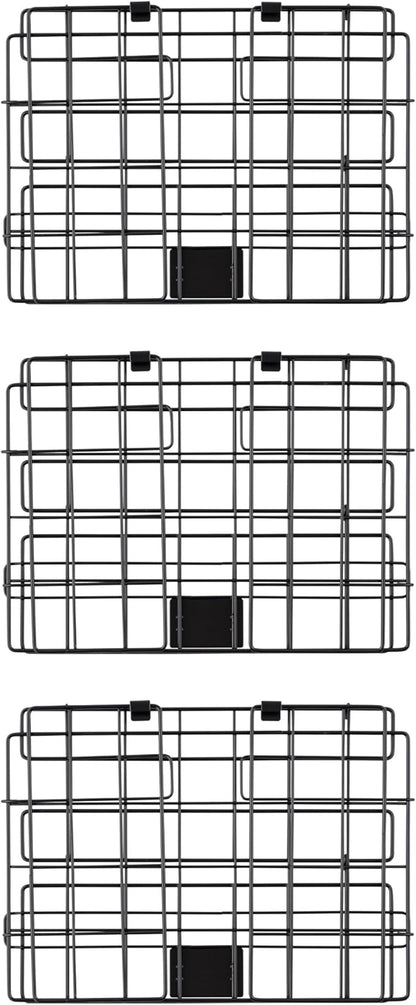IRIS USA Over The Door Organizer, 3 Pack, Hanging or Wall Mounted Metal Wire Basket, Spice Rack Bathroom Cabinet Closet Laundry Pantry Door Organizer, Wall Baskets, Durable Easy Assembly, Black