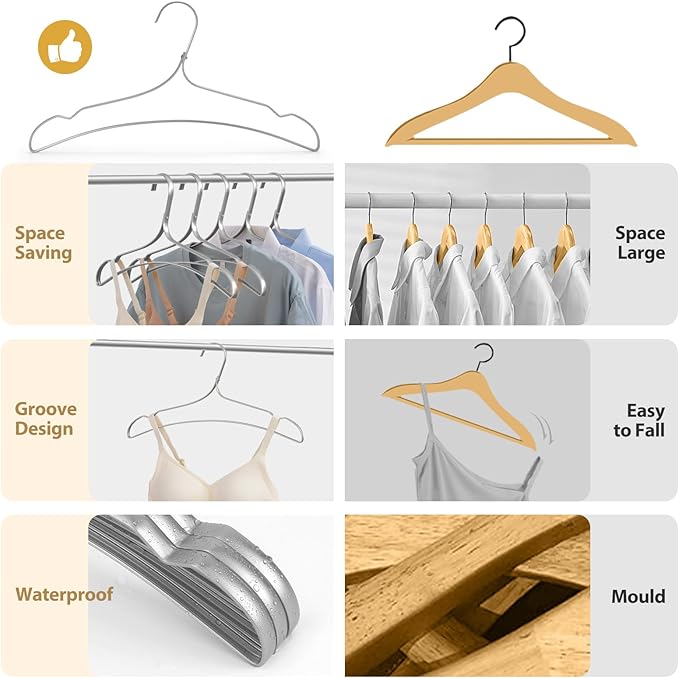 VWV 10 Pack Aluminum Hangers - 15 Inch Silver Suit & Dress Hangers - Heavy Duty, Wedding Ready