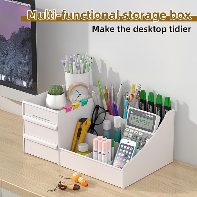 Men Cologne Organizer, Perfume Stand Tray, Countertop Organizer With Drawers for Cologne, Deodorant, Beard, Shaving Lotion, Perfume & Skincare - Perfect for Bathroom & Bedroom Storage (White)