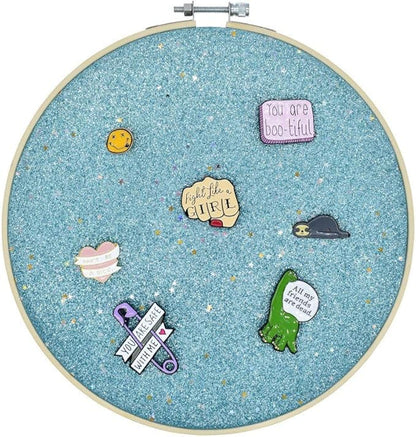 REOVE Pin Collection Display Stand, Blue, Pin Display Board, Wall Mount, Glittering Stars, Jewelry Storage for Enamel Pins, Patches, Buttons, Holds Brooch, Earrings, Necklace, Rings