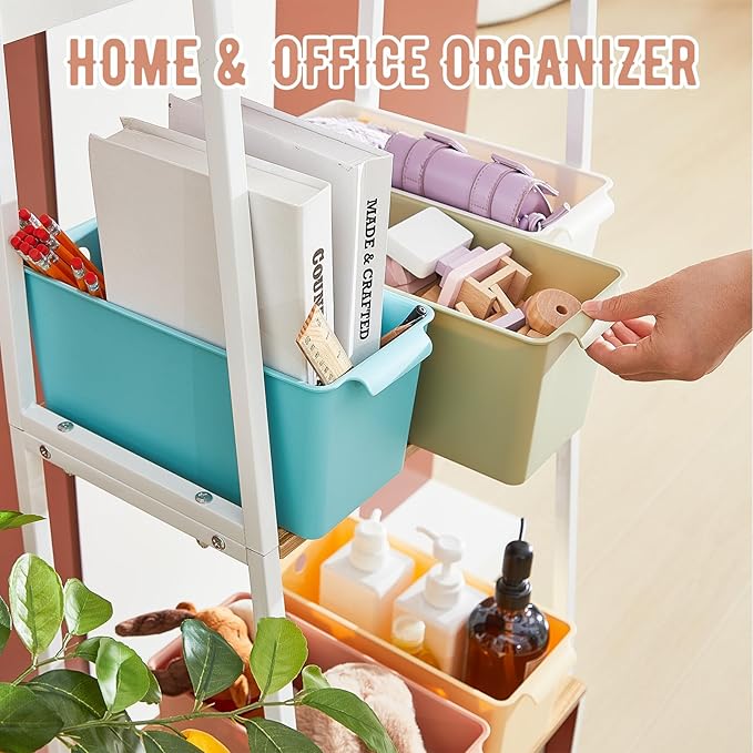 Mumufy 24 Pcs Book Bins for Easy Access Storage Basket Sturdy Book Storage Containers and Organization for Home Use, 11.2 x 5 x 5 Inch, 5 Colors