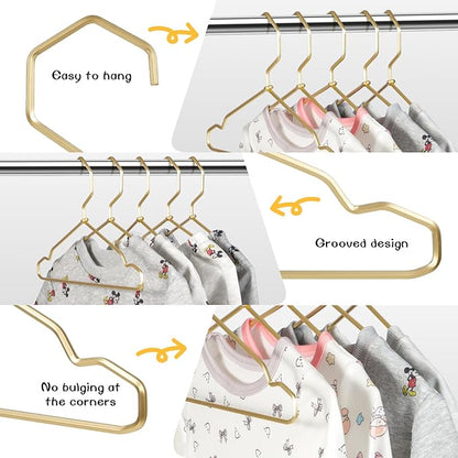 VWV Gold Aluminum Hangers, 20 Pack Baby Hangers，12.6 Inch Children Baby Hanger, Sturdy Metal Children Clothes Hangers for Wardrobe, Space-Saving Toddler Hanger