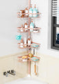 KEGII Corner Shower Caddy Tension Pole - 4-Tier Rustproof Bathroom Organizer, Floor to Ceiling Shower Caddy 25-114.2 inch, No Drilling Shower Storage Rack for Shampoo, Towels (Blush Nude)