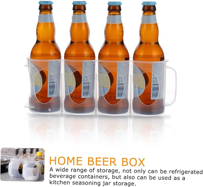 SHOWERORO Refrigerator Crisper Storage Box 2-Pack Clear Plastic can Organizer with Handle Fridge Caddy for Beverage and Kitchen Seasoning Storage