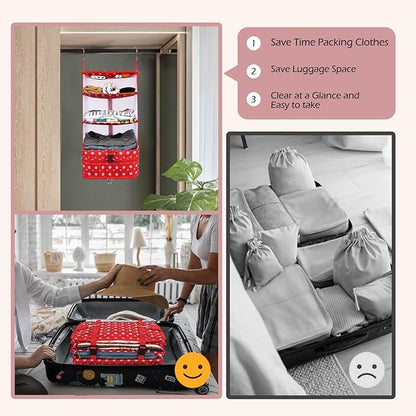 Surblue Hanging Closet Storage Bag Collapsible 3-Shelf Washable Oxford Fabric with 2 Hooks (L 11.41 * 11.41 * 19.68in, Snow)
