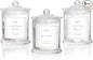 Ronasip 3 Pack Qtip Holder Dispenser, 16oz Bathroom Organizer and Storage Canisters, Glass Apothecary Jars with Lid - Home Decor, Room Decor Aesthetic(Transparent)