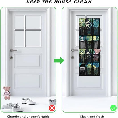 Palm Leaves Over the Door Shoe Organizer,Shoe Organizer Door Hanger,Shoes Hanger Storage Organizer Bag for Bedroom