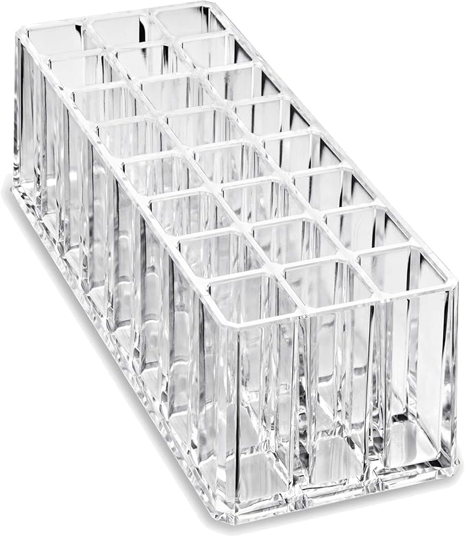 Acrylic Lip Gloss Organizer Makeup Storage Organization Refillablle Container Beauty Display Case 24 Space to Organize Tall Lip Gloss Lipsticks (2)