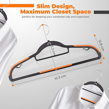 Plastic Hangers 20 Pack, Cascading Slim Space Saving Clothing Hangers with 360° Rotating Hook, Non Slip Clothes Hangers for Sweater Shirt, Heavy Duty Coat Hanger with Inner Hook for Closet, Black