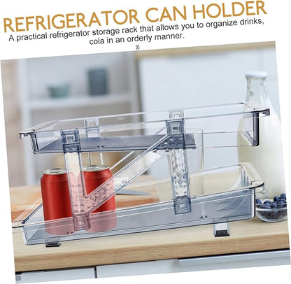 ABOOFAN Soda Can Organizer Rack Double Tier Stackable Beverage Dispenser for Refrigerator Transparent Design for Easy Visibility Material for Use for Kitchen and Bar Storage