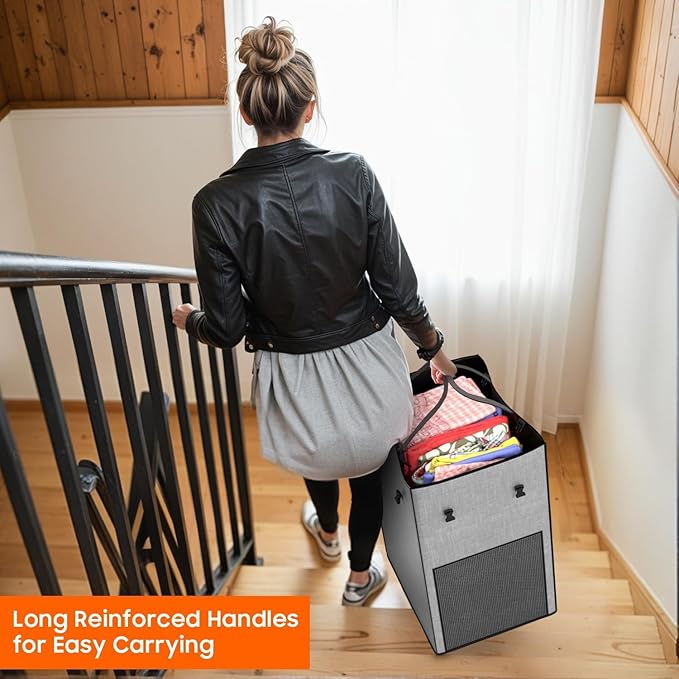 150L Laundry Hamper with Wheels, Rolling Laundry Basket with Metal Frame and Removable Bag, Large & Tall Dirty Clothes Hampers for Bedroom Aesthetic, Laundry Room, Bathroom, Dorm-Grey