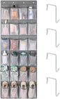 F-color Large Hanging Organizer - Over the Door Shoe Organizer, Cruise Essentials for Closet & Pantry, 24 Breathable Mesh Pockets, Space Saving Hanging Storage Holder with 4 Heavy-Duty Metal Hooks