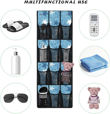 Turtle Over The Door Shoe Rack with 12 Large Clear Pockets Hanging Storage Organizer Large Capacity Space Saving Over Door Storage for Apartment Bathrooms Bedrooms