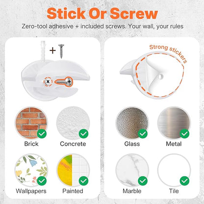 HOUSE DAY Adhesive Hat Hooks for Wall 16 Pack, Strong Hat Rack for Baseball Cap Display Organizer, Hats Hangers Holder for Wall, Door, Closet, No Drilling, Translucent