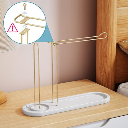 NiHome Headband Holder with Solid Pine Wood Base and Metal Rack, Large Capacity Hair Accessory Organizer for Headbands, Scrunchies, Bracelets, Watches, Glasses, Space-Saving Design for Vanity, Dresser