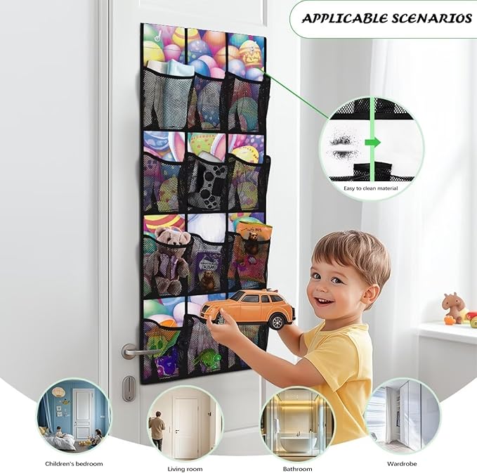 Cute Rabbit 12-Pocket Door Organizer, Breathable Ultra-Lightweight & Foldable Mesh Pockets Organizer for Shoes