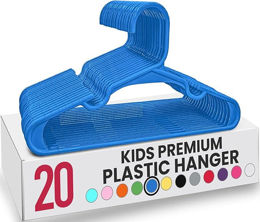 Utopia Home 20 Pack Kids Hangers - 11.5 Inch Plastic Baby Hangers for Closet - Childrens Hanger for Clothes & Infant Hanger for Closet - (Blue)