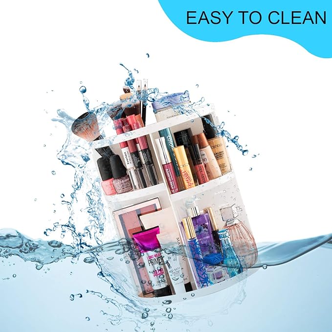 360° Rotating Makeup Organizer - Cosmetic Organizer for Bedroom Dresser & Vanity Countertop - Multi-Function Storage Makeup Carousel - Clear