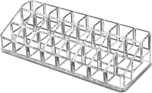 Clear Acrylic Lipstick Organizer for Cosmetic Make Up Holder Crystal 24 Sections A Style