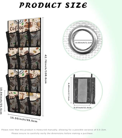 Coffees Over The Door Shoe Organizer 12 Pockets Wall Hanging Storage Space Saving Over The Door Closet Organizer Large Capacity Brown Shoe Holder Hanger for School