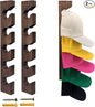 2 PCS Hat Rack for Baseball Caps, Wooden Hat Holder Wall-Mounted Caps Display, 5 Hook Wall Mounted Baseball Hat Rack (Brown)