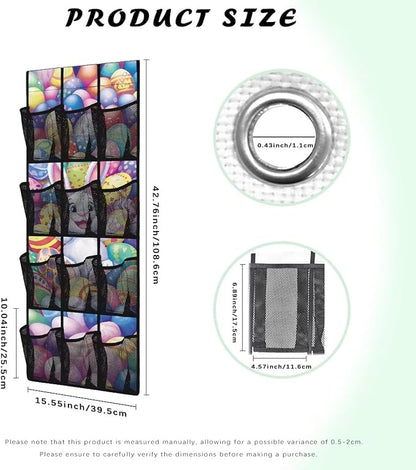 Cute Rabbit 12-Pocket Door Organizer, Breathable Ultra-Lightweight & Foldable Mesh Pockets Organizer for Shoes